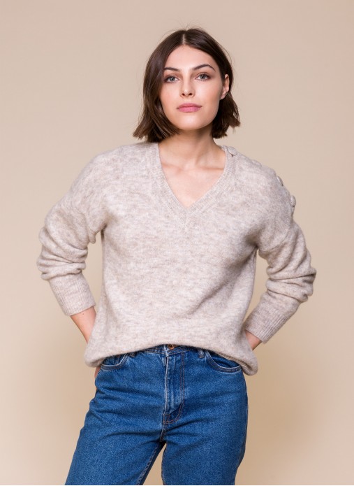 V-neck sweater with details LEVALDONY