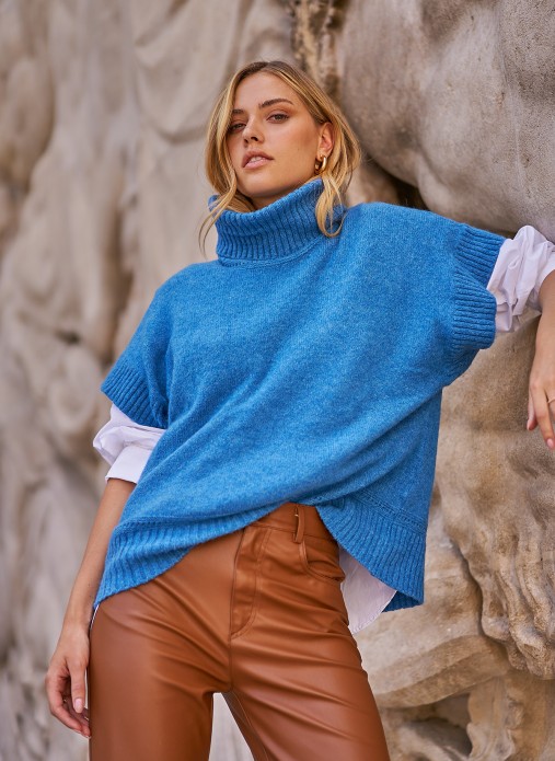 LEBOMBAY knitted poncho sweater