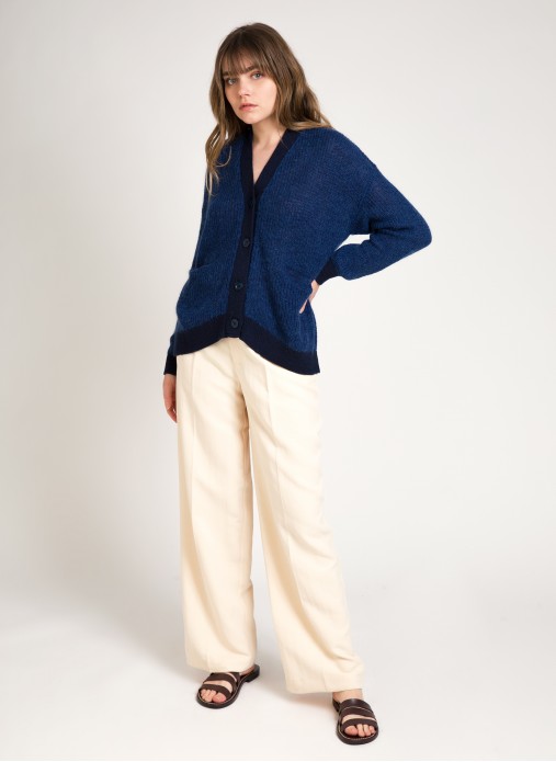 Buttoned cardigan in LEMARCEAU knit